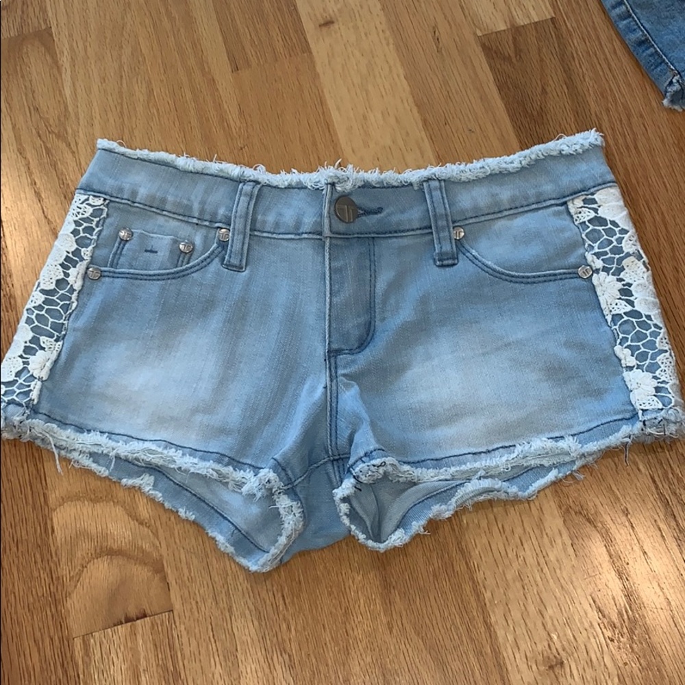 lace shorts with a fringe at both ends